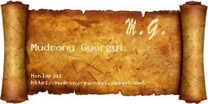 Mudrony Györgyi névjegykártya